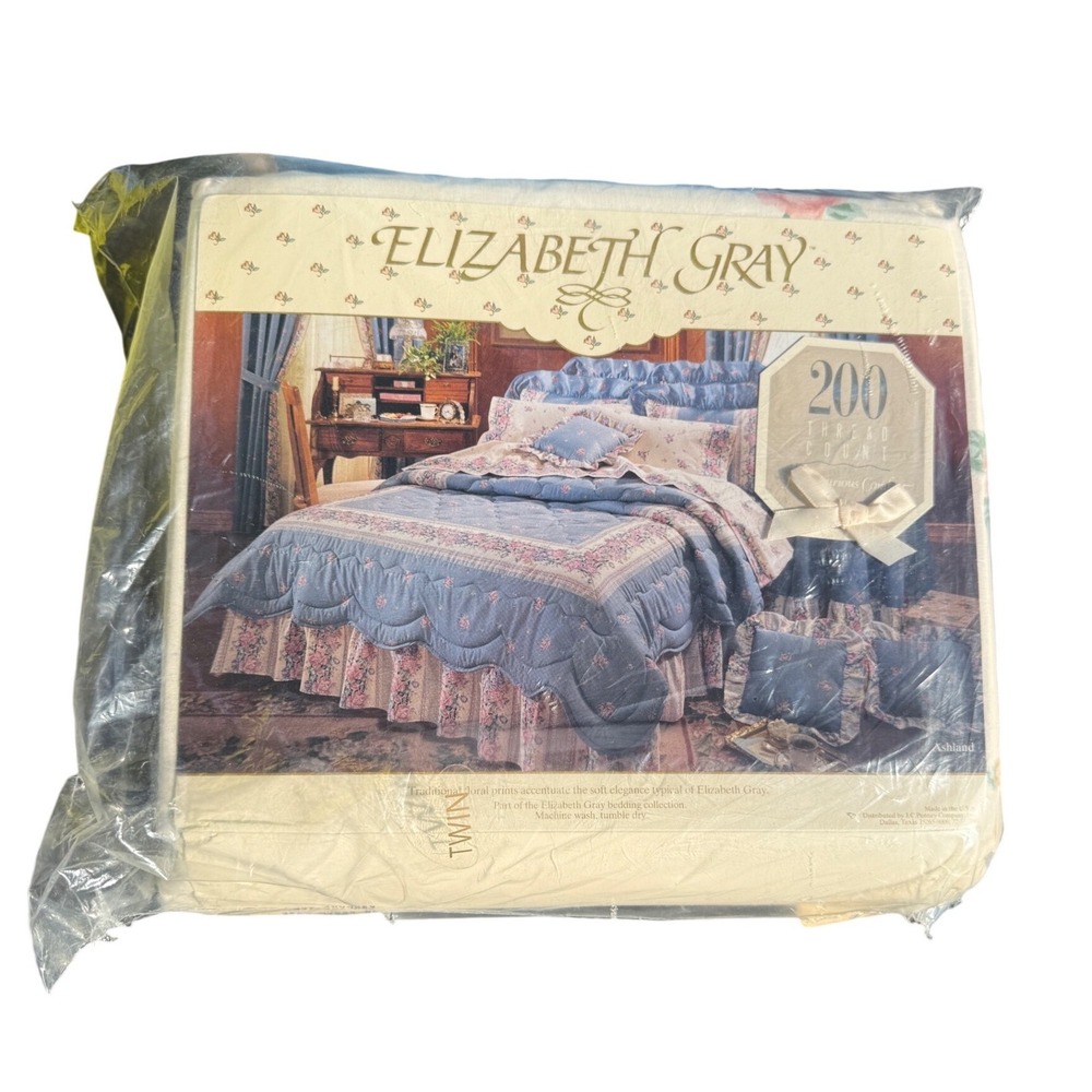 Elizabeth Gray Ashland Full Sheet Set Vintage Floral Coral Rose 200TC JCPenney